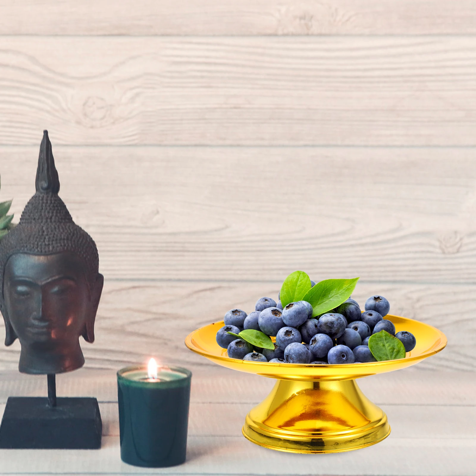 

2 Pcs Lotus Tray Golden Plate Vintage Design Smooth Surface Buddha Worship Kitchen Tableware Worship Plate Fruit Snack