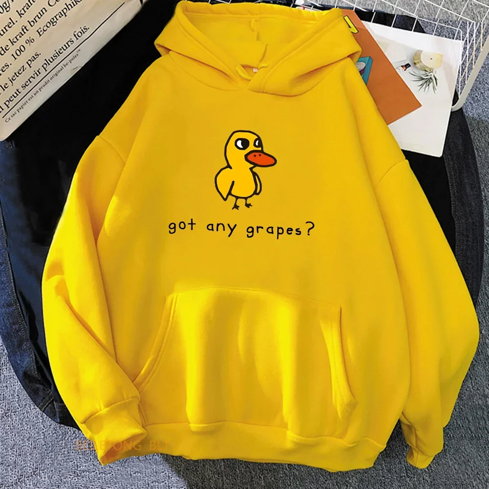 The Duck Song Got Any Grapes Felpe con cappuccio stampate Kawaii Cartoon Felpe da donna Inverno Morbido e confortevole Abbigliamento con cappuccio Streetwear