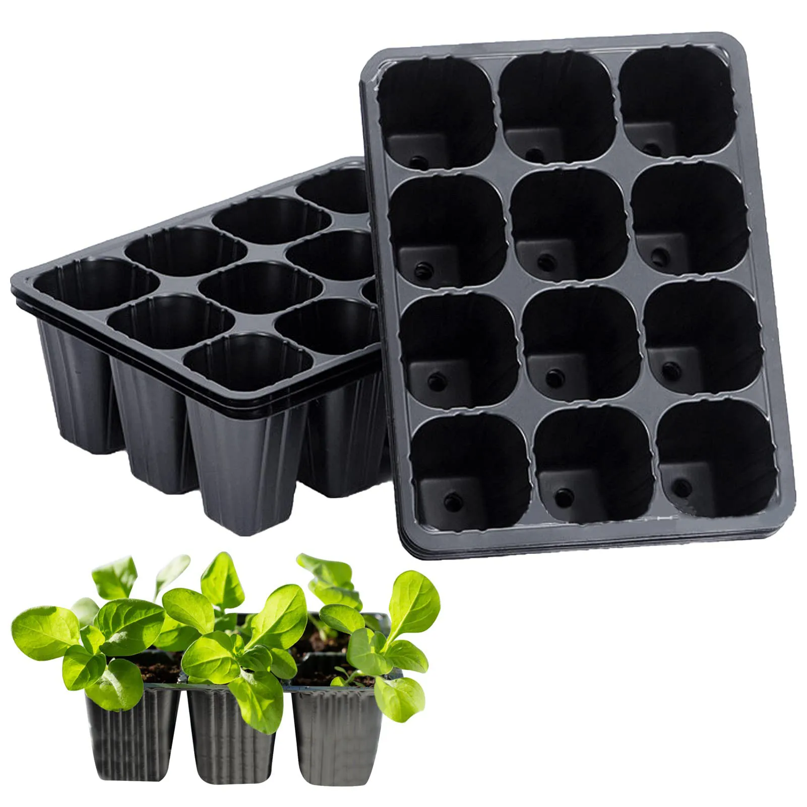 12 Cells Plant Starter Trays Garden Seed Starter Trays Germination Propagation Nursery Tray For Vegetable Fruit Flower Seeding