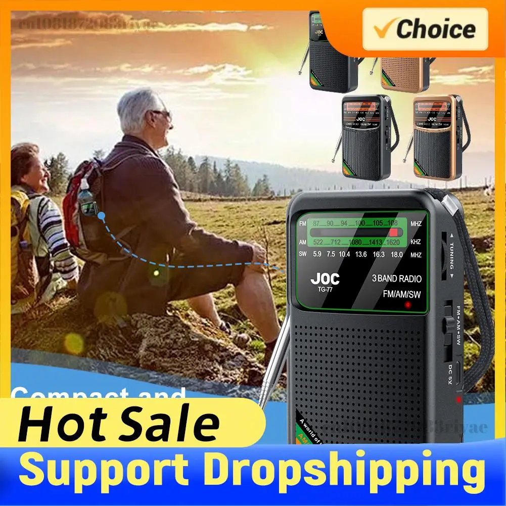 Emergency Pocket Radio FM AM SW Radio Type-C Rechargeable Transistor Radio with HD Display Screen Pointer Pocket Radio for Elder
