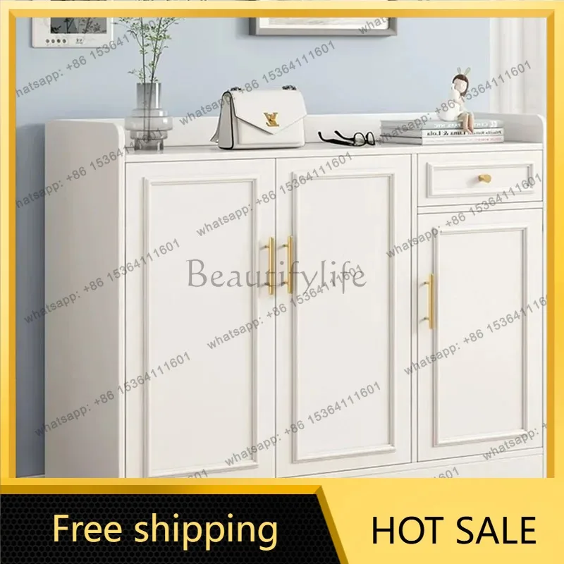 Vintage Hallway Shoe Cabinets Double Door Simple Waterproof Storage Shoe Cabinets Minimalist Storage