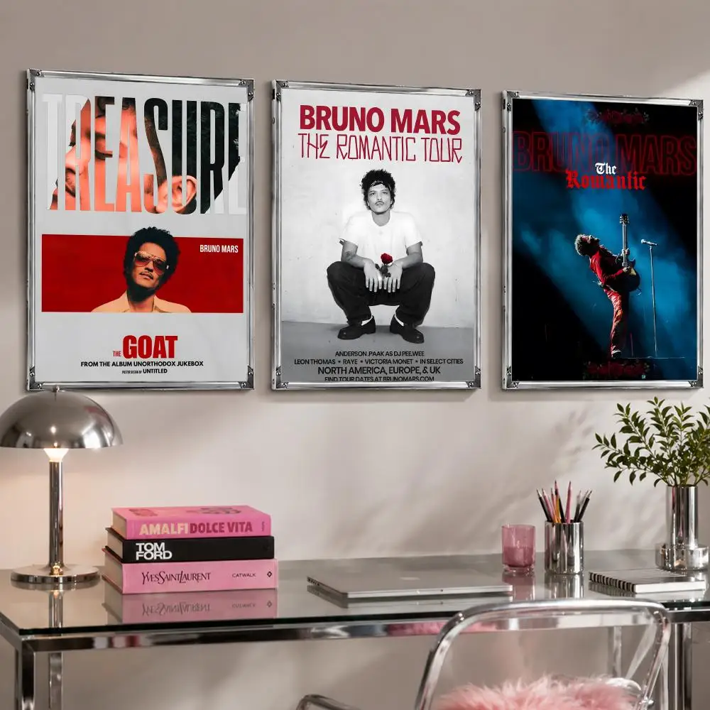 singer B-Bruno M-Mars Poster Self Adhesive Wall Decor Waterproof Removable for Bedroom Living Room bar Gift