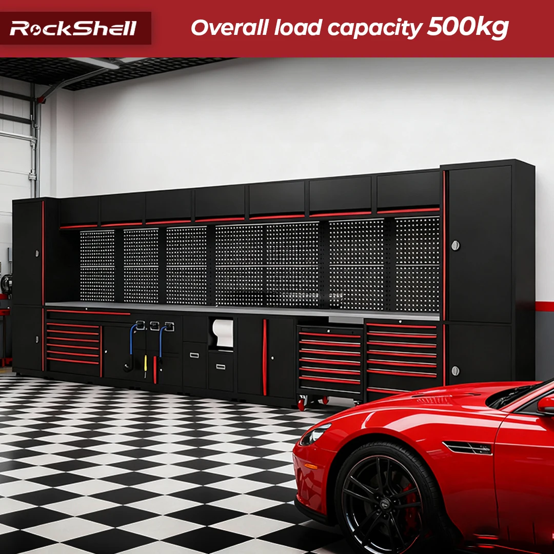 Workshop Tool Cabinet Garage Tool Storage Heavy Duty Workbench Workstation 500kg Load Capacity for Auto Repair Shop