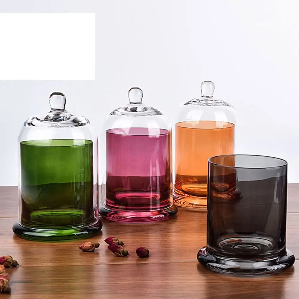 8 Colors Glass Storage Jar Food Plant Display Eternal Life Flower Glass Candle Cover Glass Candle Glass Jar Bedroom Decoration