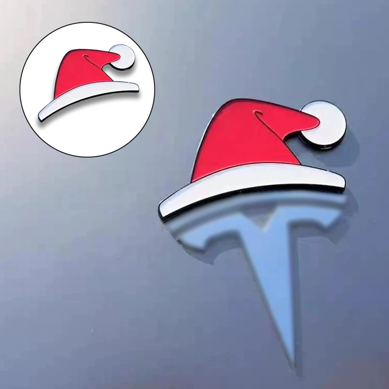 Wasserdichte Weihnachtsmannmütze-Aufkleber für Tesla, kreative selbstklebende Weihnachtsmütze für Auto, Wand, Fensterdekoration