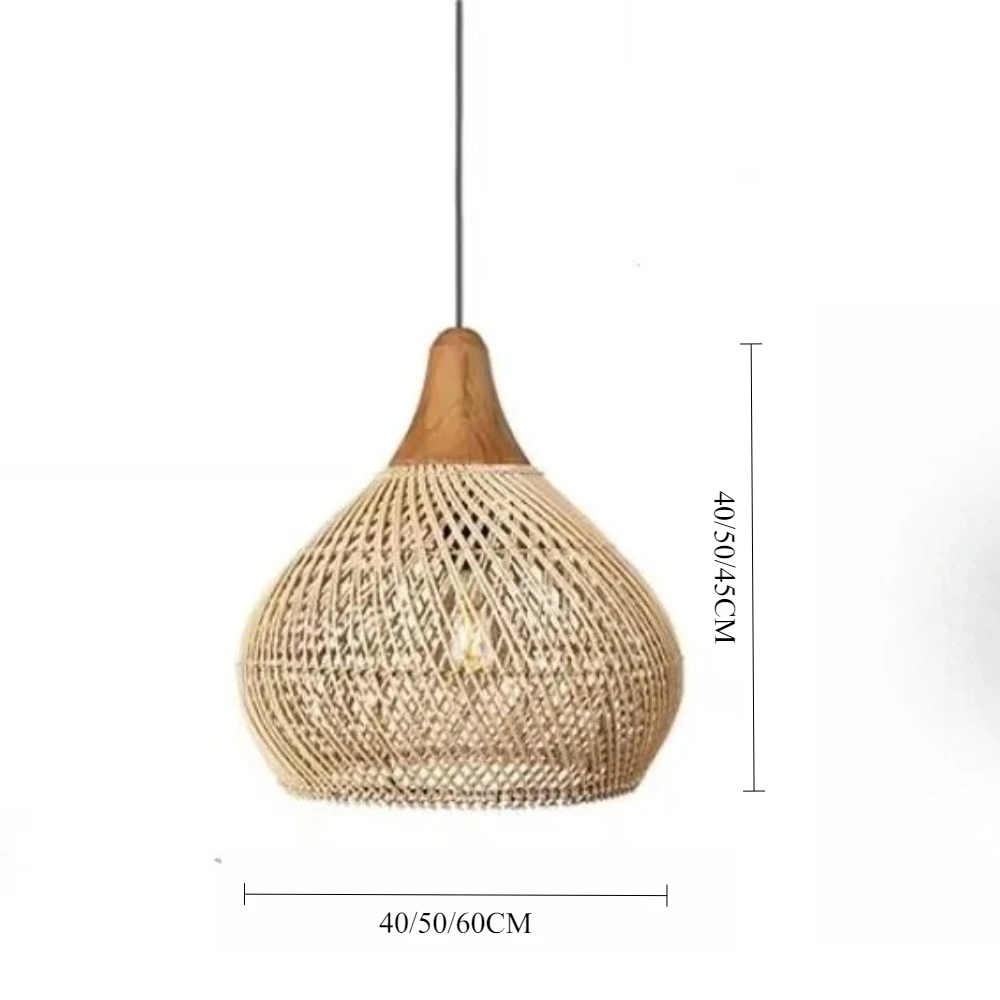 40-60CM Vintage Bamboo Pendant Lights Boho Chinese Hanging Lamp for E27 Home Decoration Light Fixture Office Bedroom Restaurant