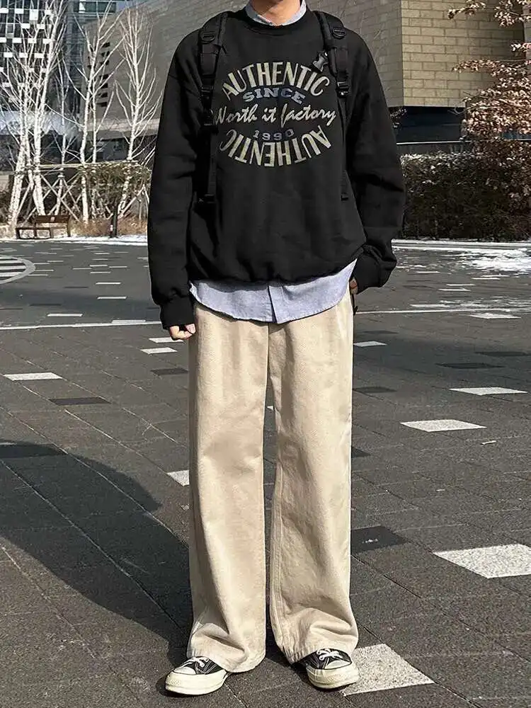 

Men's Wear Casual Straight Pants New 2025 Autumn Korean Style Soild Color Cleanfit Male Cargo Trousers Bottom