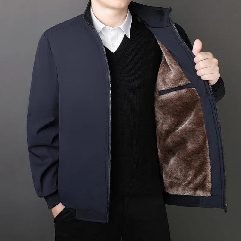

Brand Winter Jacket Men 2023 Autumn Solid Color Plush and Thick Coats Men Plus Size 8xl Stand Collar Warm Men Clothing