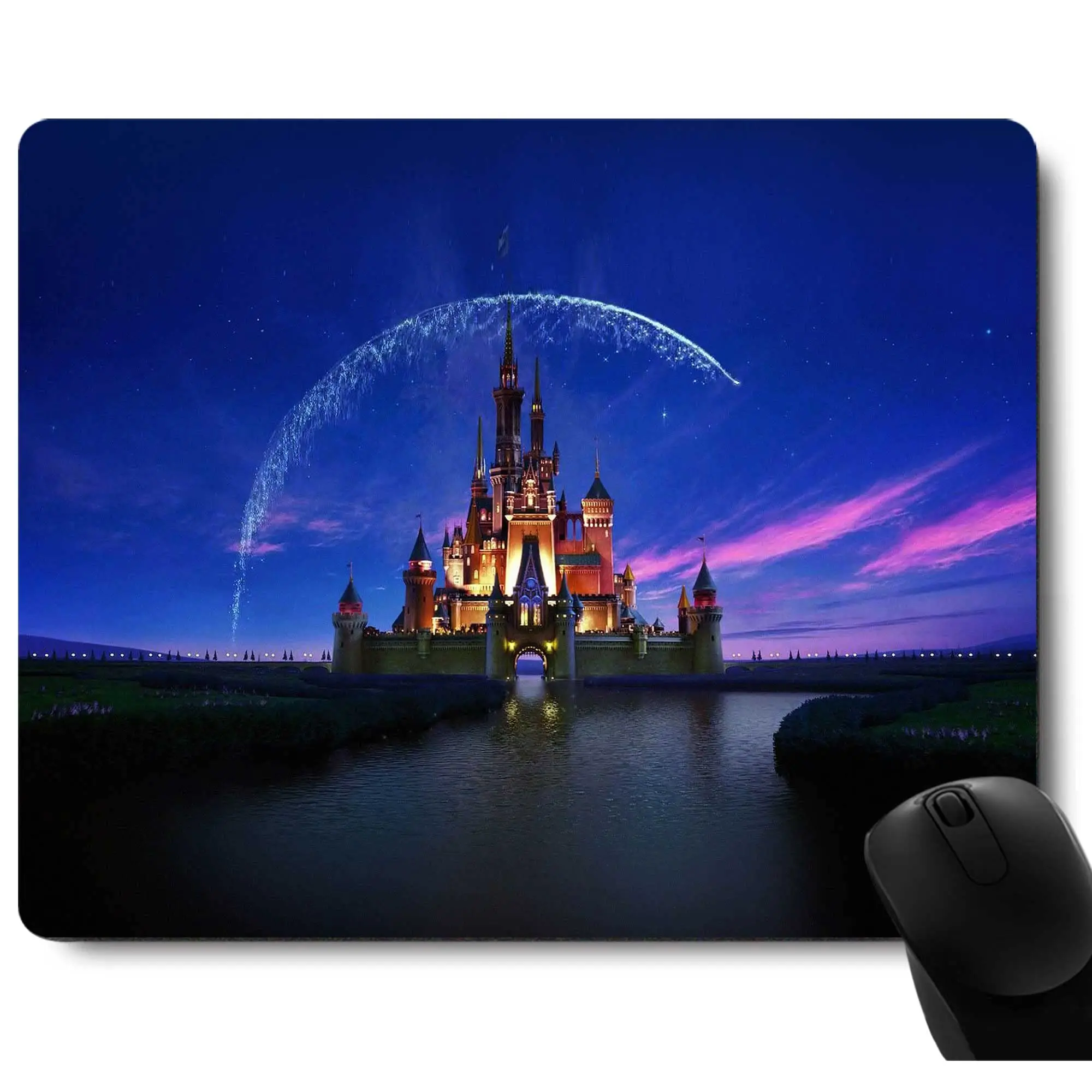 Beautiful Castle With Fireworks Printing Lock Edge Gaming Mousepad Gamer Mouse Mat Keyboard Mats Desk Pad Mousepads 22x18cm