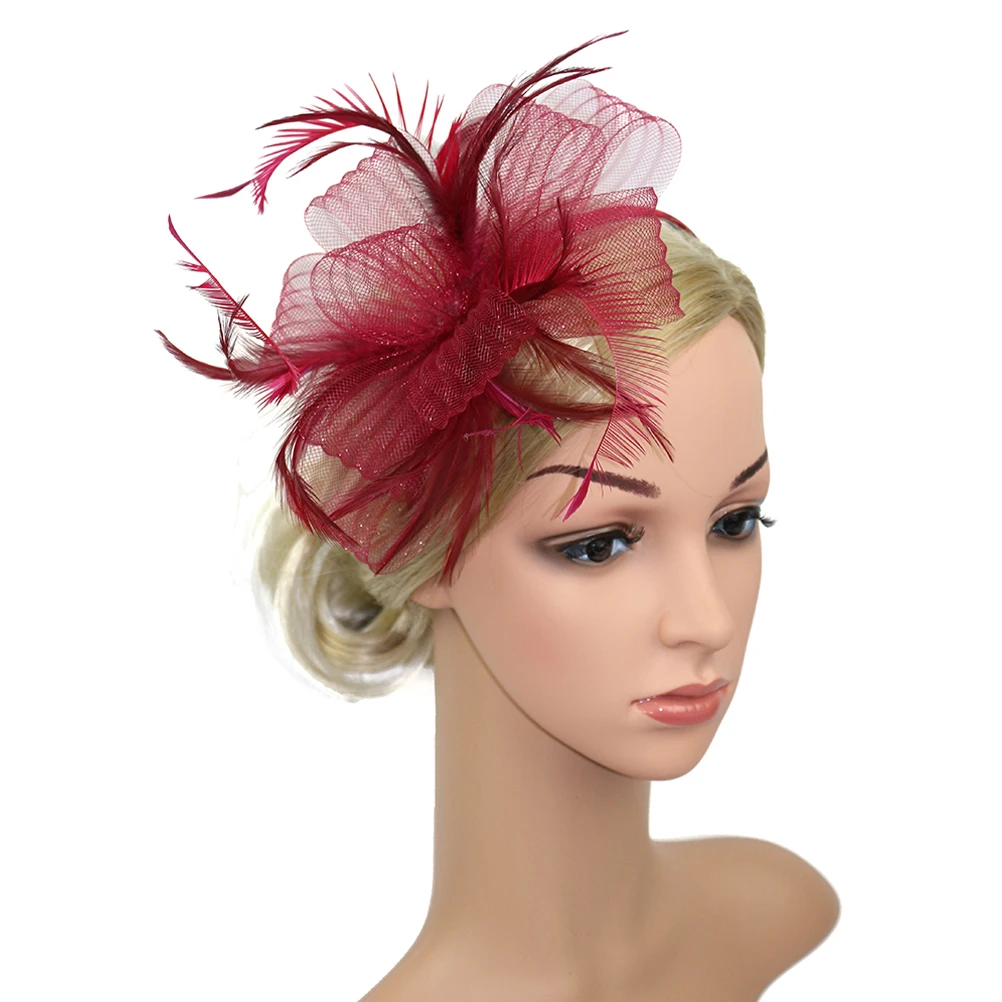 

Elegant Veil Fascinator Hat For Women Clip Headband Artificial Plume Formal Party Wedding Dressy Accessory