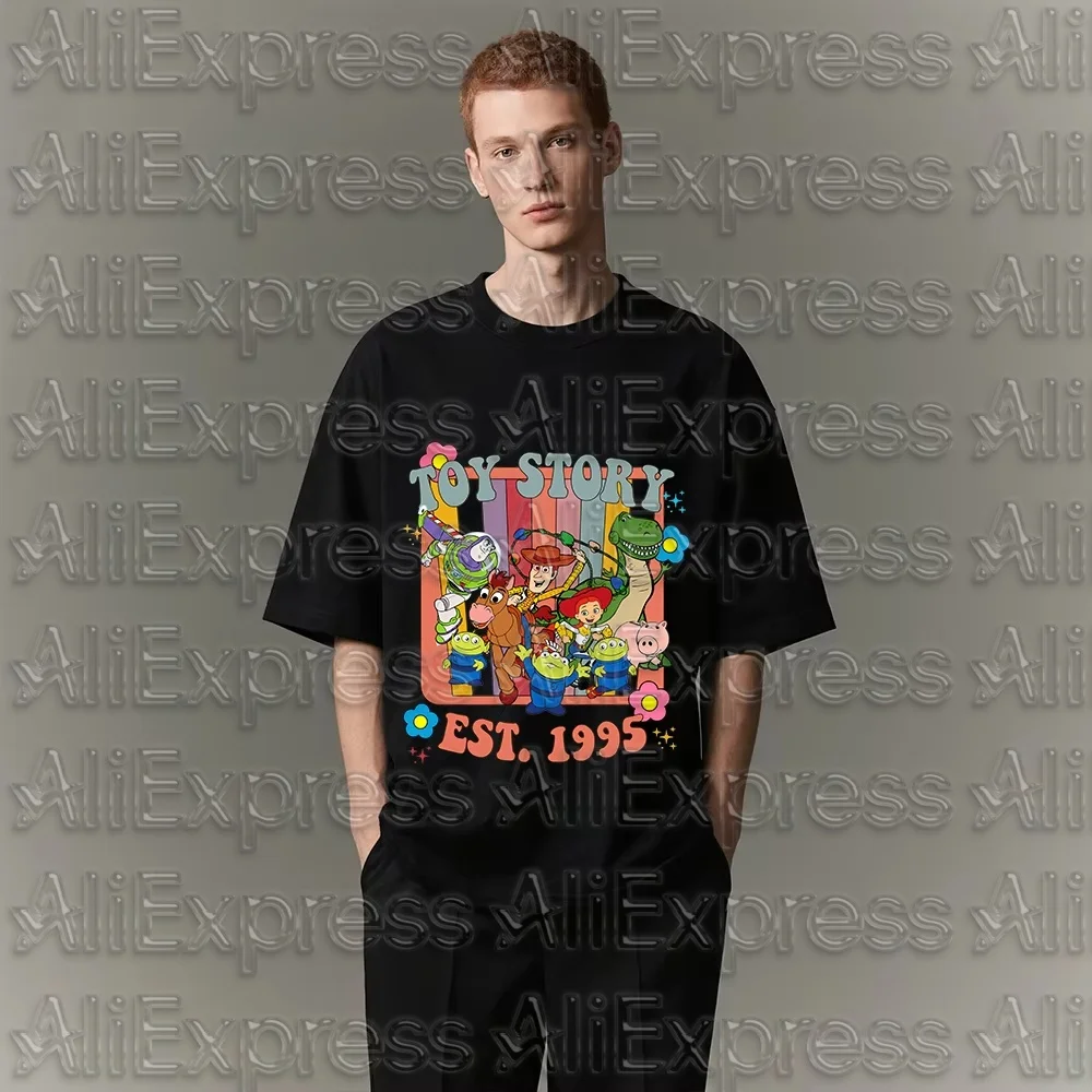 موتو 2025 الرجال ديزني الأرز لعبة قصة 1995 2d تي شيرت مطبوع عادية عالية الجودة امتصاص العرق تنفس محايد تي شيرت