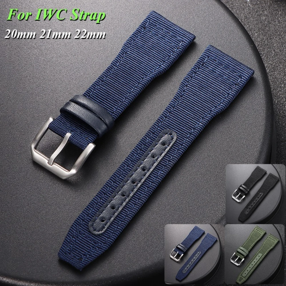 Watch Strap for IWC Pilot Nylon Leather Watch Strap 20mm 21mm 22mm Sport Replacement Watch Bracelet Universal Canvas Watchband