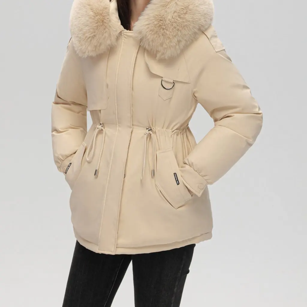 

Parker Women's Cotton-padded Jacket Short Winter Fleece-lined Thickened plus Size Coat Elegant Petite-Friendly
