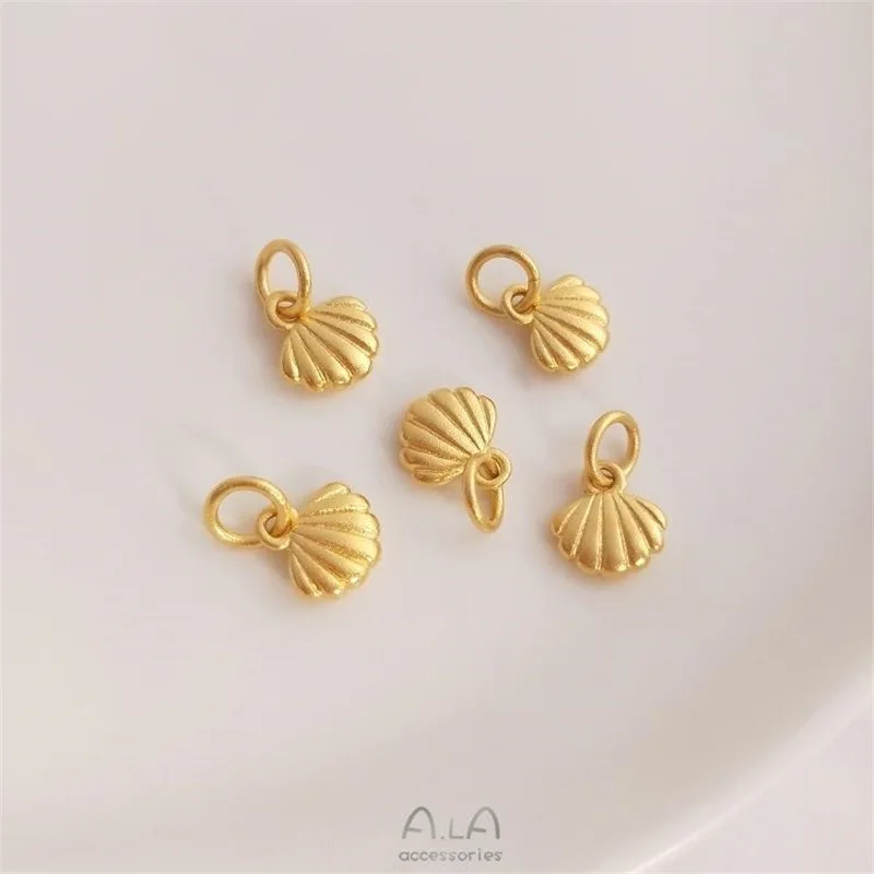 Strong Electroplating High-grade Sand Gold Half-hole Bead Holder Pendant Ocean Series Bow Bell Pendant DIY Jewelry Accessories