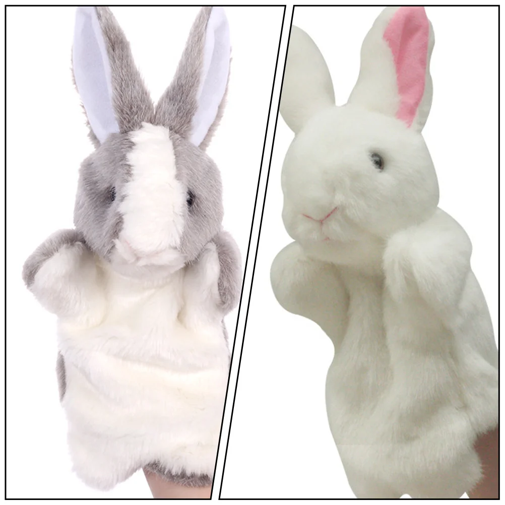 Marionnette à main lapin pour bébé, jouets parent-enfant, peluche lapin pour enfants, coule, 2 pièces