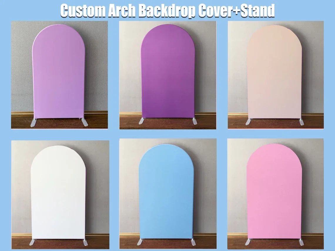 

Custom Arch Backdrop Double-sided Cover Stand Frame Solid Color Birthday Party Wedding Balloons Arched Wall Backdrop