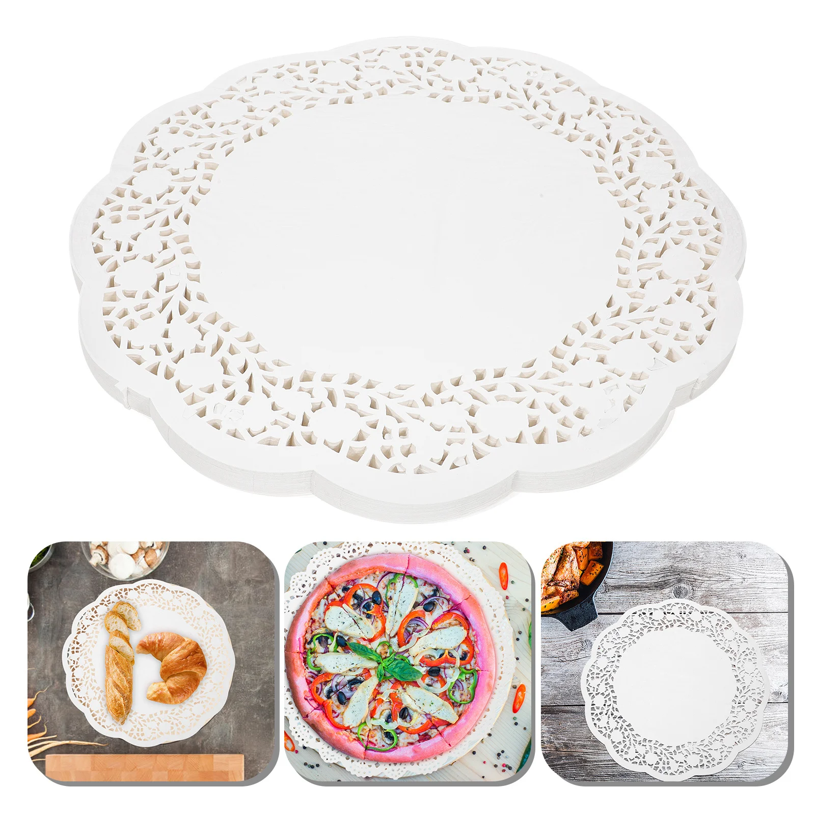 

1pcs Lace Paper Doilies White Round Food-Grade Cake Mat For Baking Dessert Fried Food Greaseproof Party Decoration