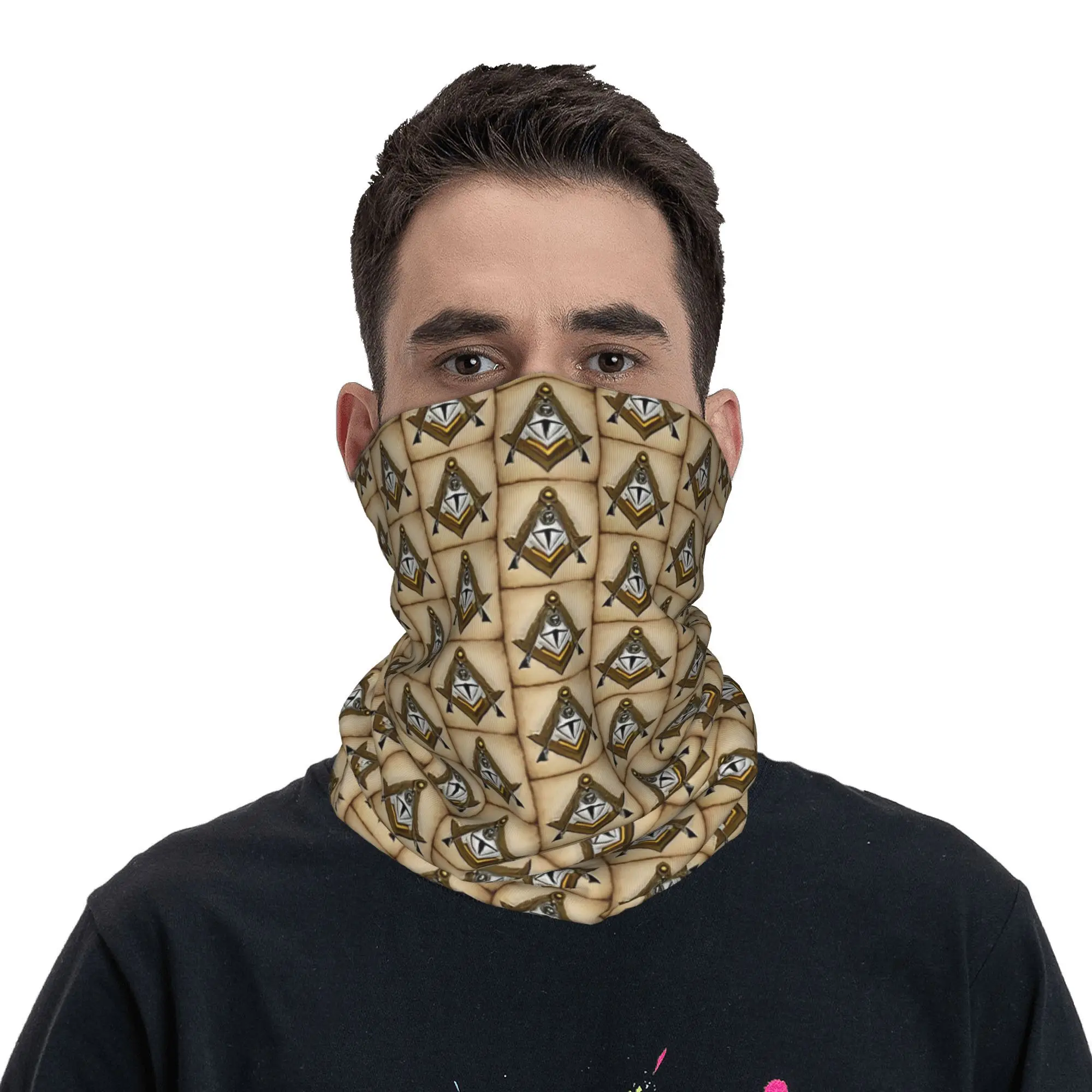 Original Freemasonry Masonic Symbol Bandana Neck Cover Printed  Mask Scarf Balaclava Riding for Men Women Adult Washable