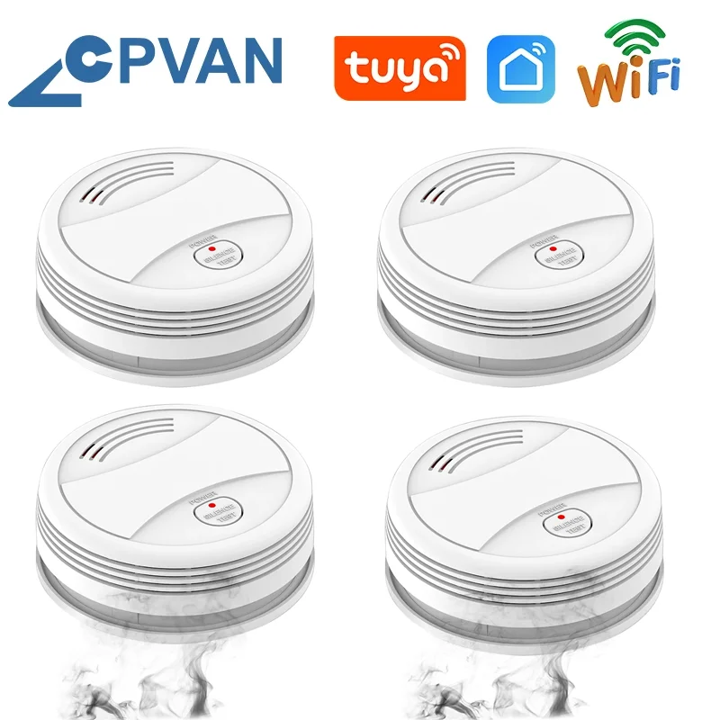 

CPVAN Tuya WIFI Smoke Detector Alarm sensor Fire Alarm 95dB Sound Alert Home Security Protection APP Push Fire Sensor detector