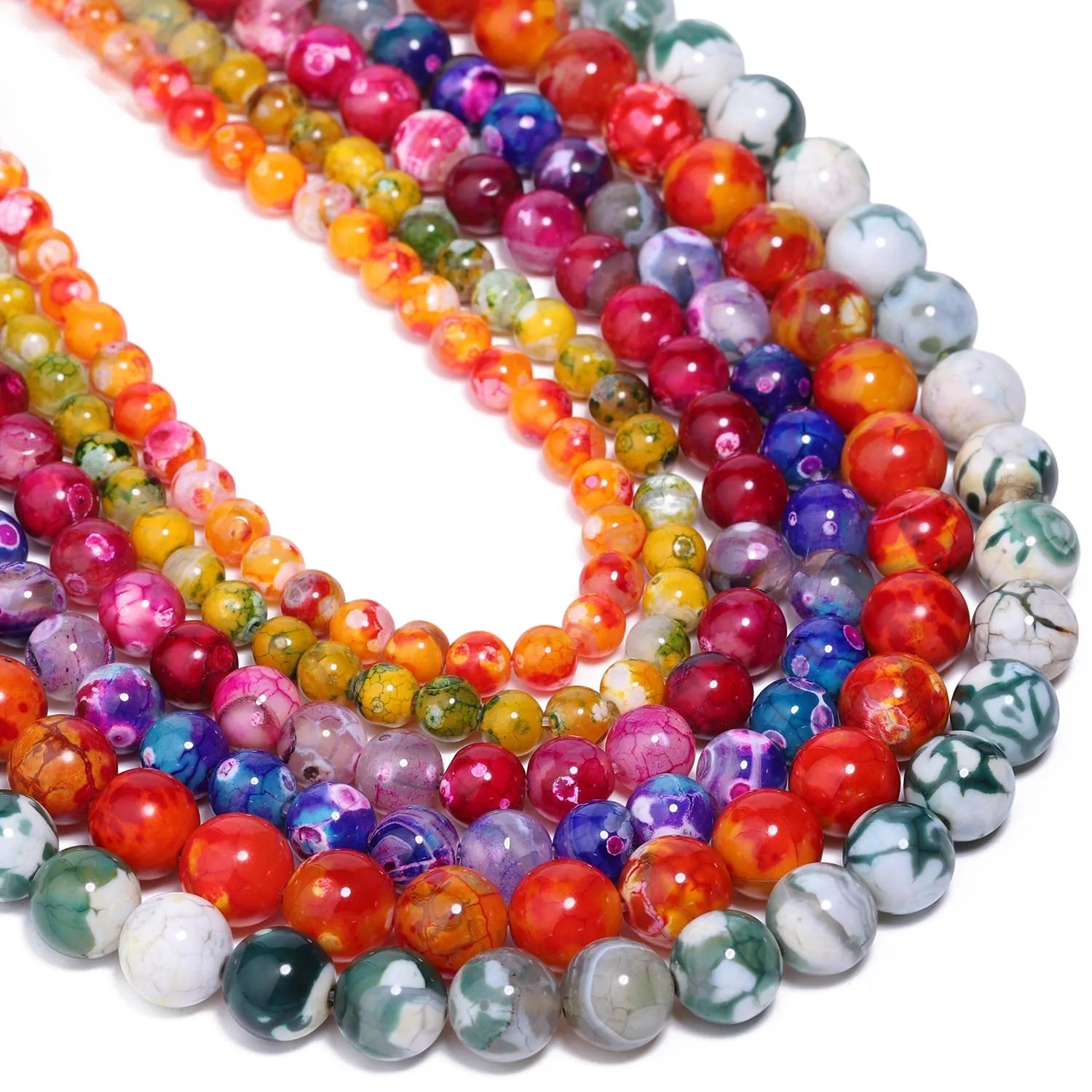 

Natural Stone High Quality Colorful Tiger Skin Agate Smooth Round Beads 6/8/10mm for Women DIY Jewelry Making Necklace Wholesale