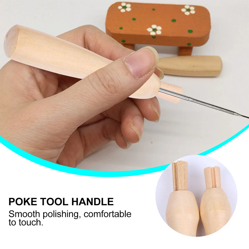 10 Pcs Wooden Handle Replacing Handles Felting Needle Punch Parts Lancet for Hooking Tool Grips Embroidery Needles