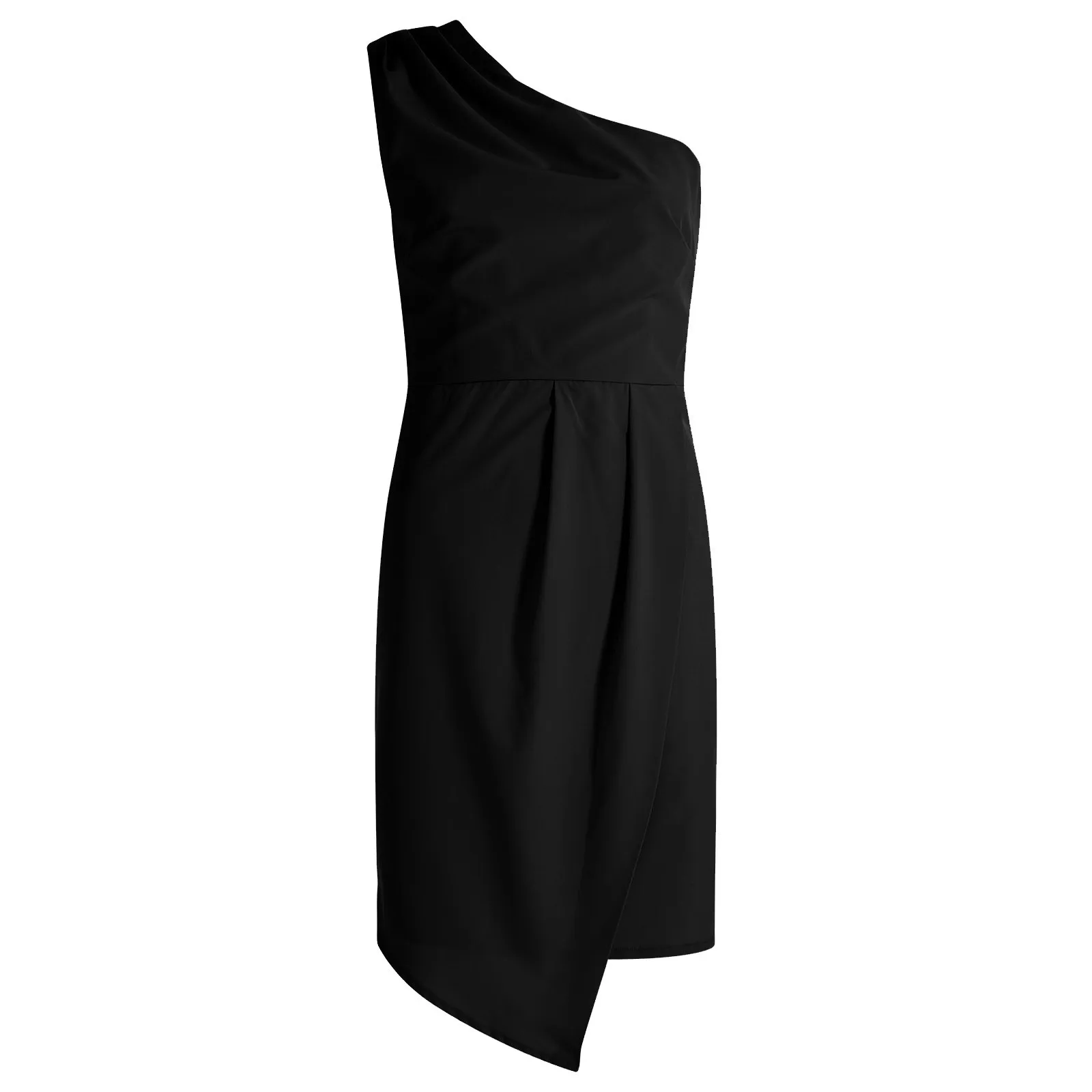 Vestidos de verão feminino preto sexy um ombro cetim assimétrico ruched midi festa à noite vestido de baile vestido bandagem plus size robe