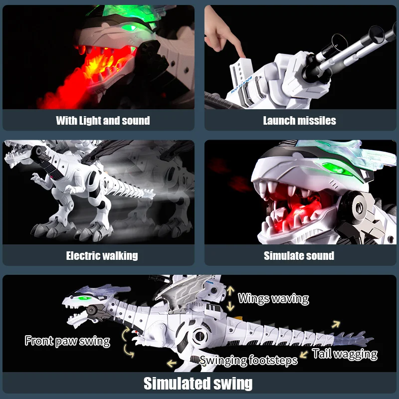 Children Dinosaurs Toys Electronic Boy Simulation Action Sound Light Spray Dinosaurs Model Education Toy For Kids Gifts