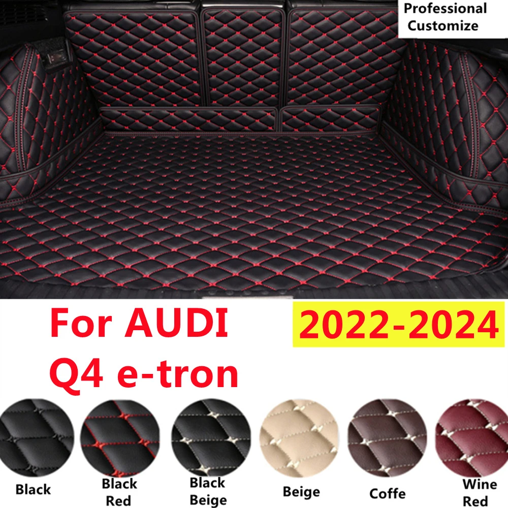 

SJ Full Set Custom Fit For AUDI Q4 e-tron 2024 2023 2022 Auto Fittings Car Trunk Mat Tail Boot Tray Liner Rear Cargo XPE Leather