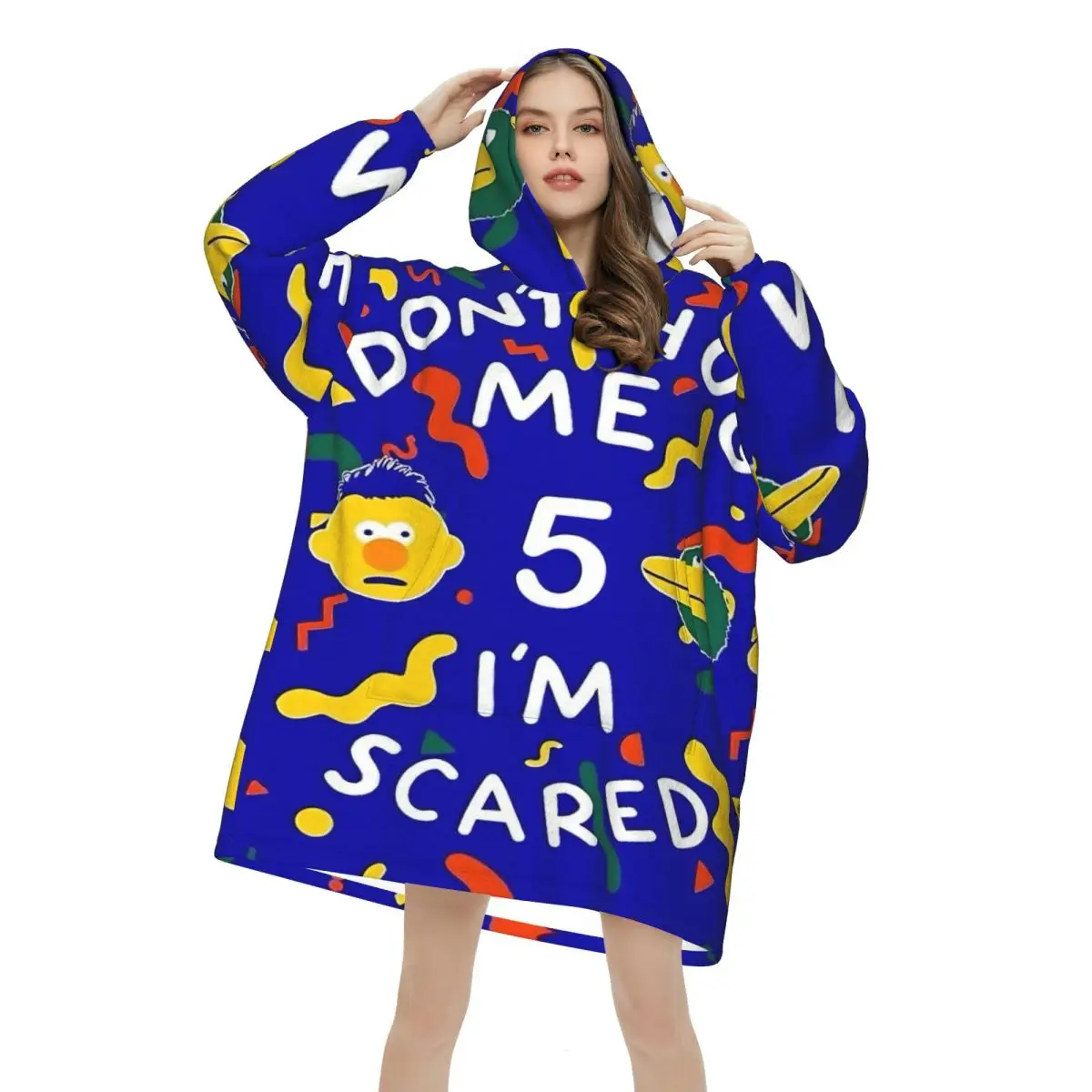 Don't Hug Me I'm Scared Oversized Blanket Hoodie Sweatshirt Long Fleece Hooded Wearable Blanket with Large Pocket for Women Men