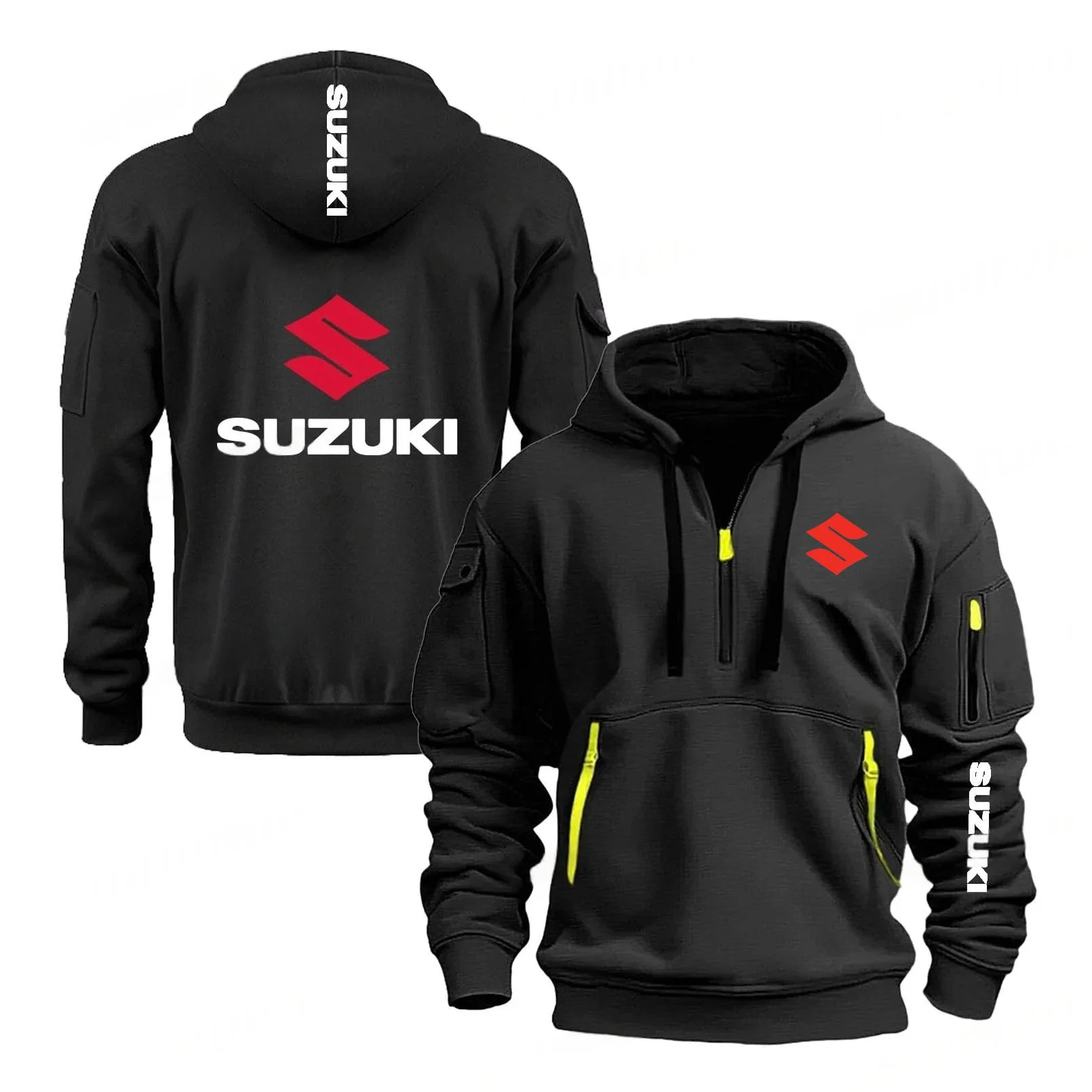 Bequemer Suzuki-Kapuzenpullover für Herren, Streetwear-Pullover, Sport-Langarmjacke, Outdoor-Casual mit Plüschisolierung