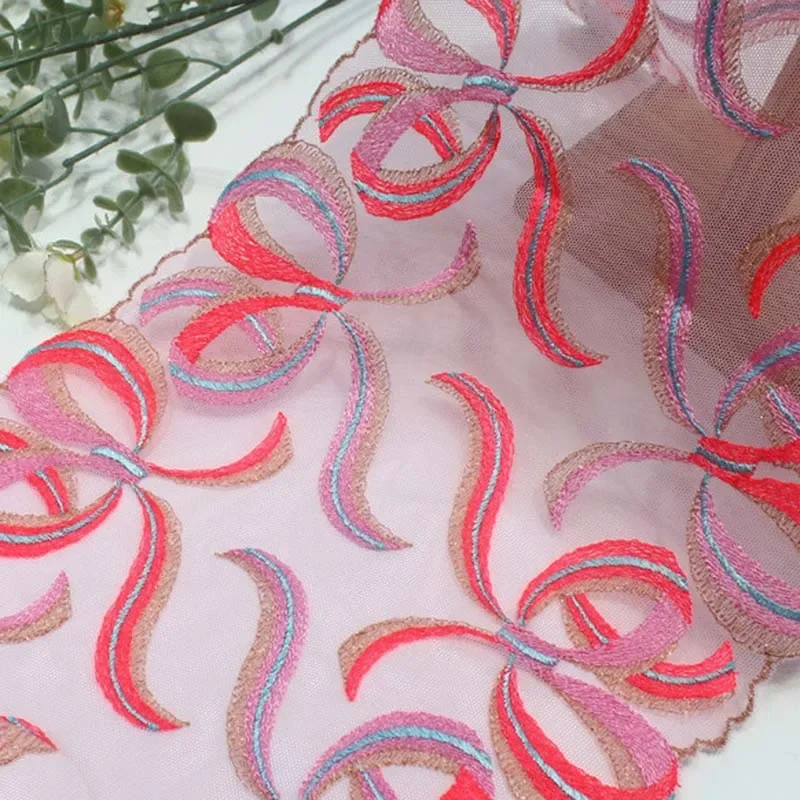 30 Yards Two Tones Pink Tulle Mesh Embroidery Lace Trimmings for Women's Dress Lingerie Bra Handmade Sewing Fabric