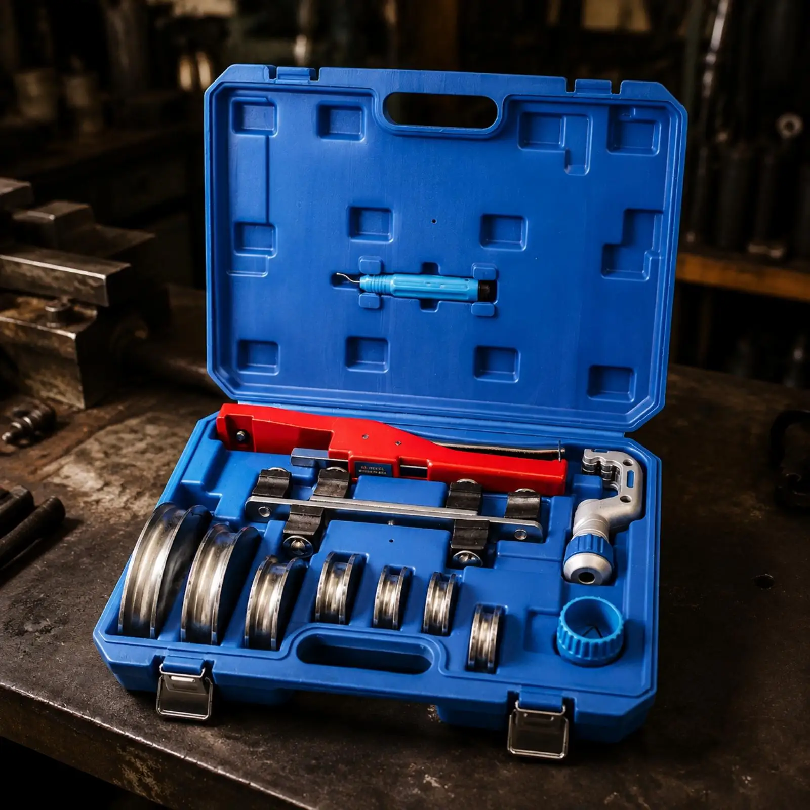 Pipe Bender Kit with Container Heavy-Duty Ratchet Pipe Bender Long-Lasting