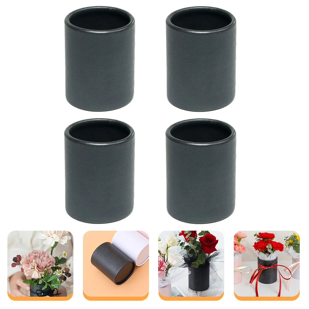 

4 Pcs Hug Bucket Flower Packaging Present Cardboard Cylinder Paper Vases Gift Round Favor Boxes Small Wrapping Bride Bouquet