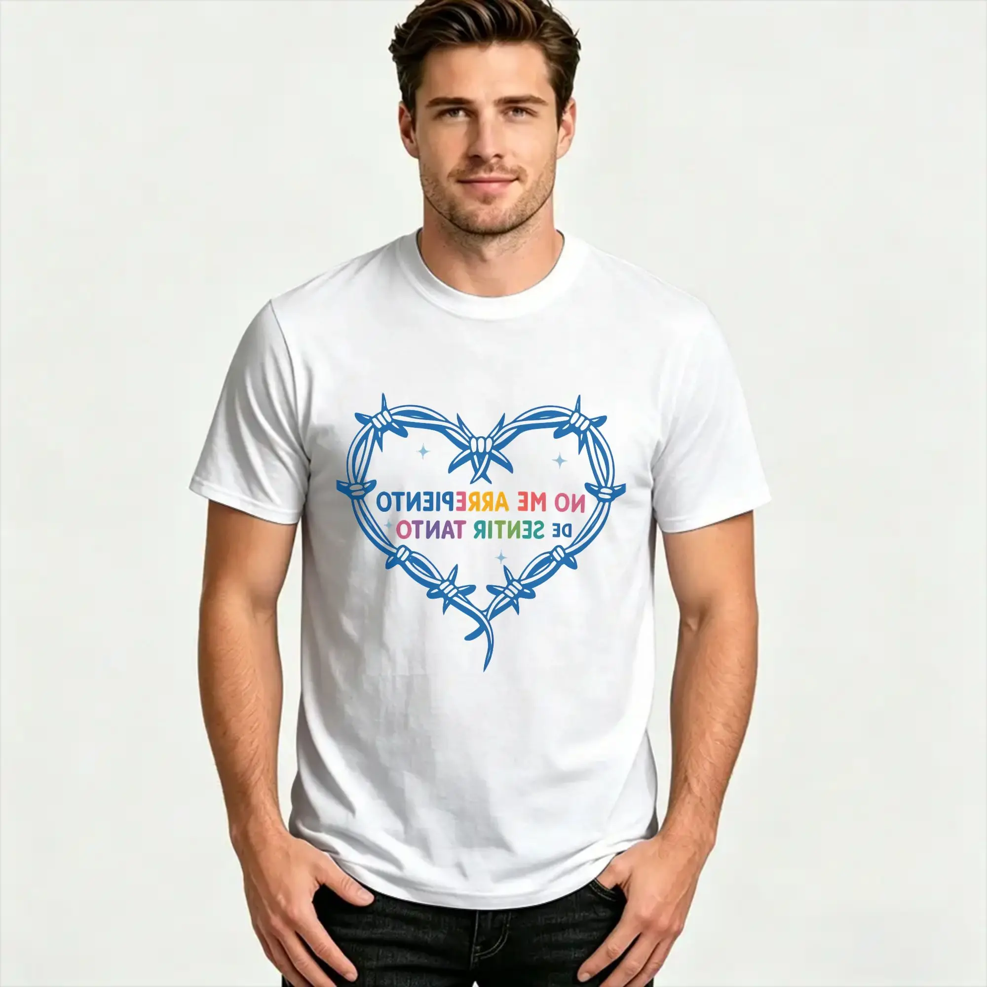 I dont regret feeling so much. T Shirt Couple  Y2K Basic T-Shirts Summer O-Neck Fashion Tees Print Big Size Clothes