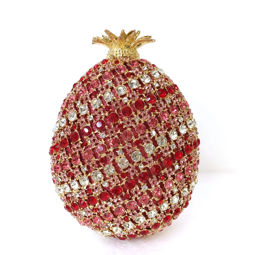 

Fashion Pineapple Shape Diamond Clutches Gold Metal Pink Rhinestone Crystal Evening Purse Luxury Women Lady Wedding Party Bags