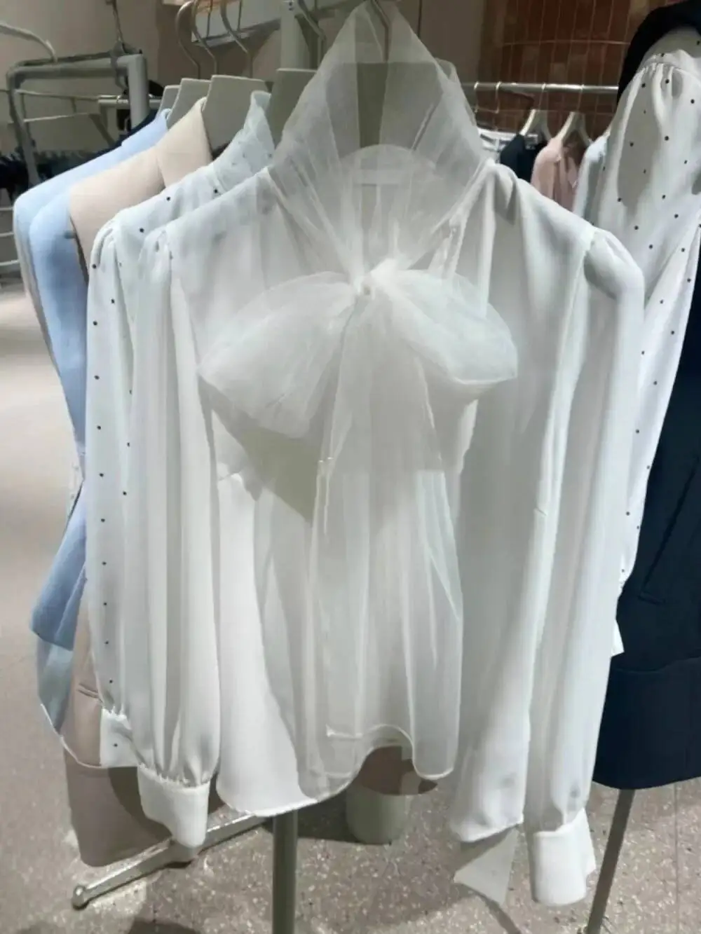 

BabYoung Sweet Office Lady Bow All-Match Blusas Elegant Chiffon Ruffles Casual Loose Ropa Mujer Japan Fresh Dot Gentle Women Top