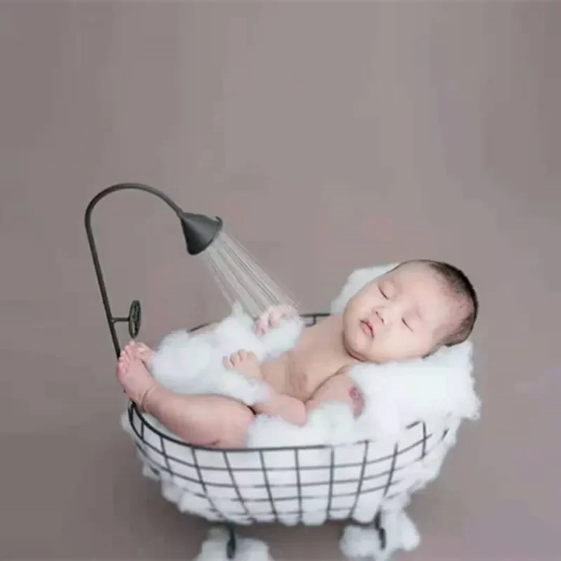 1pcs Newborn Photography Props Iron Small Bathtub Baby Auxiliary Shooting Props Full Moon Baby New Small Basket Baby Products