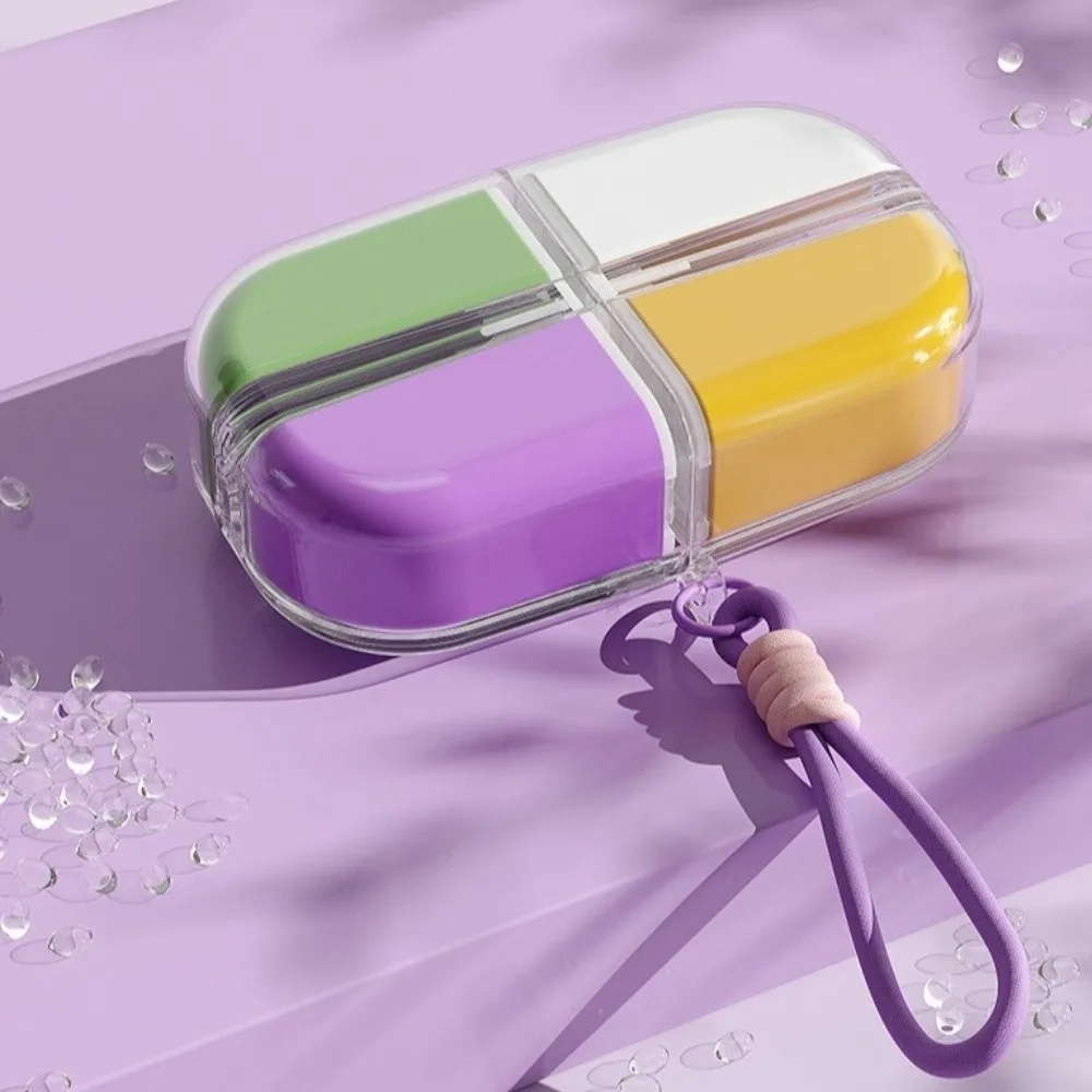 

4-Grid Magnetic Medicine Box Sealed Storage Large Capacity Medicine Dispensing Box Moisture-proof Plastic Pill Organizer