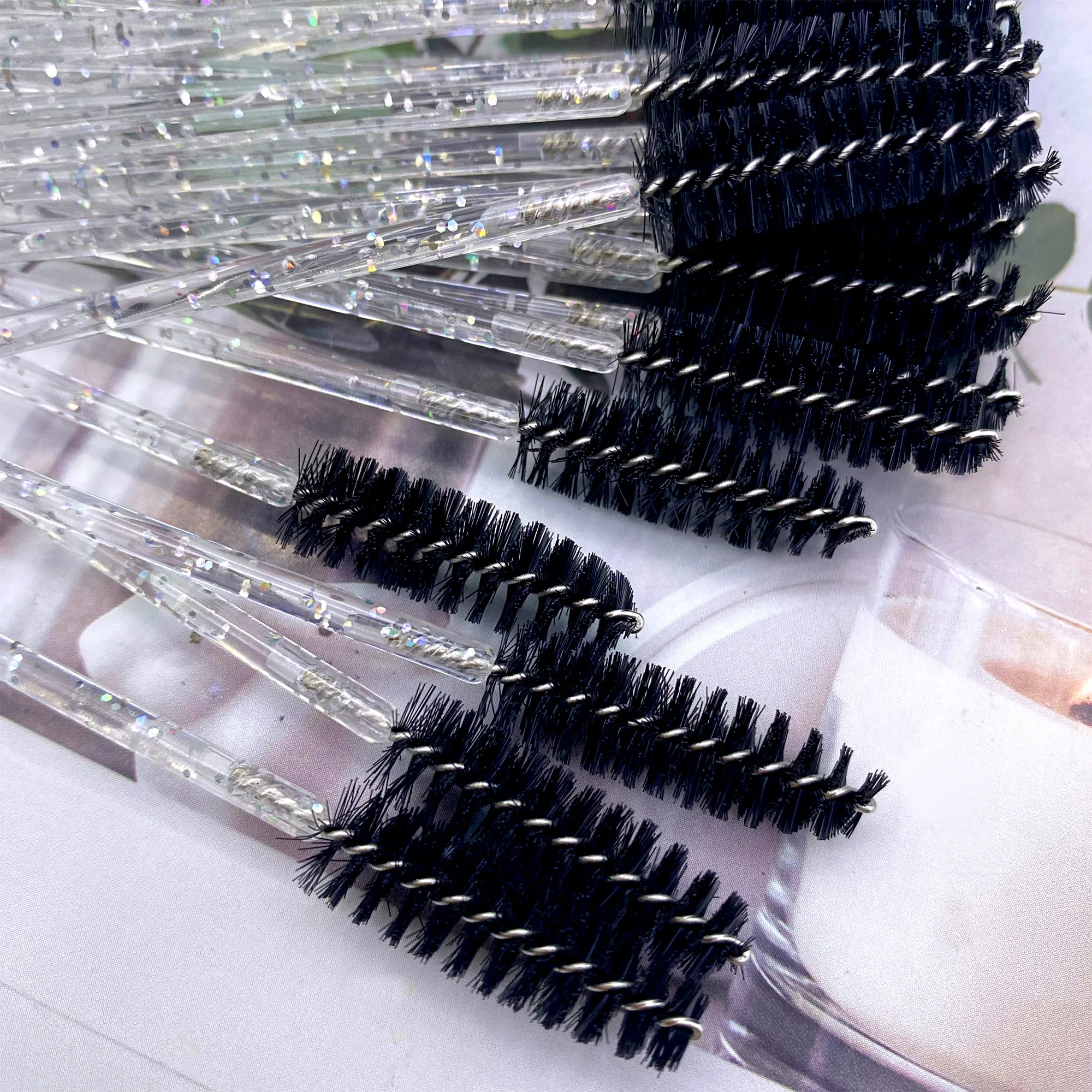 500Pcs Diamond Handle Mascara Wands Crystal Eyelashes Brushes Makeup Brush Eyelash Extension Tool