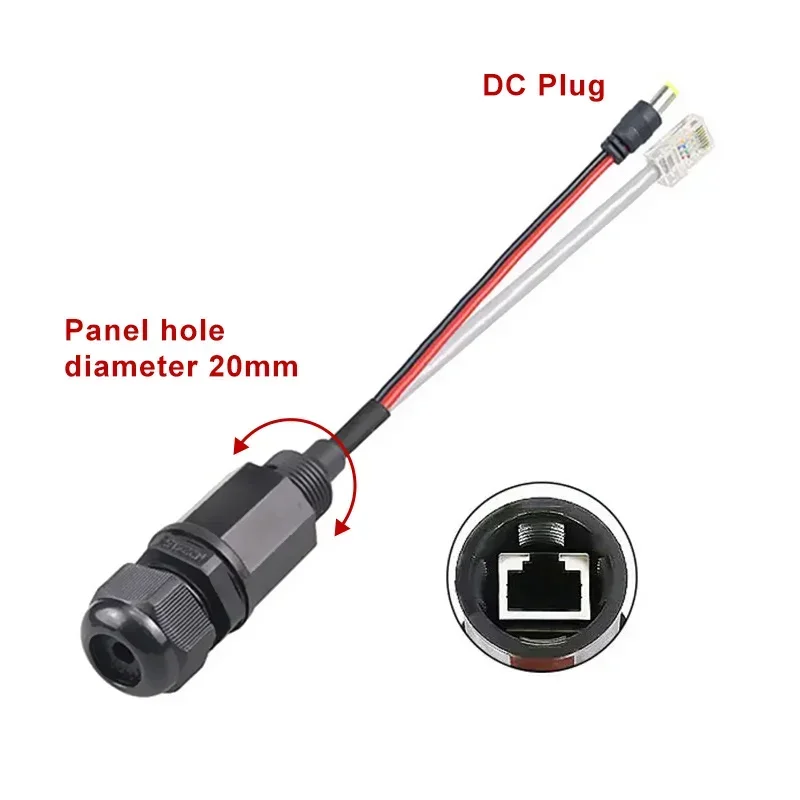 DIVEDEER M20/22 RJ45-Netzwerkanschlüsse für den Außenbereich, IP67, Luftfahrtstecker mit 25 cm Draht, Rj45-Kristallkopfbuchse, Cat5-Netzwerkkabel, wasserdicht 4