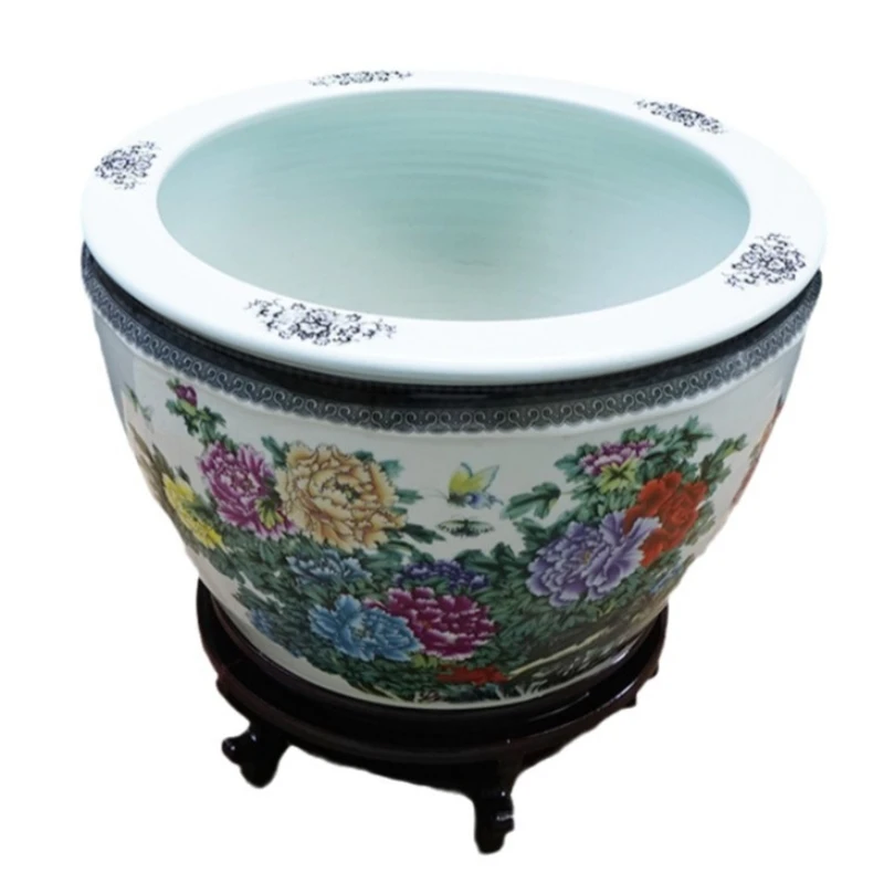 

Rich and rich, Jingdezhen ceramic fish tank creative extra large small turtle tank aquarium flower pot peony