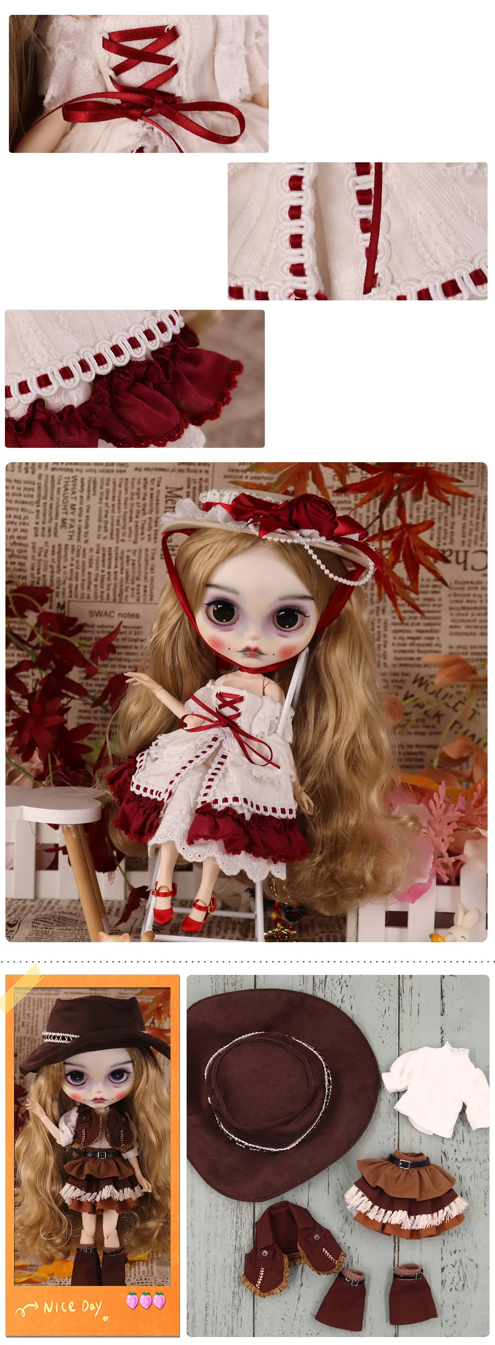 Outfits für ICY DBS Blyth Puppe Kuh Junge Kleidung Vintage Palace Kleid Anzug 1/6 BJD Anime Mädchen – Detail 2
