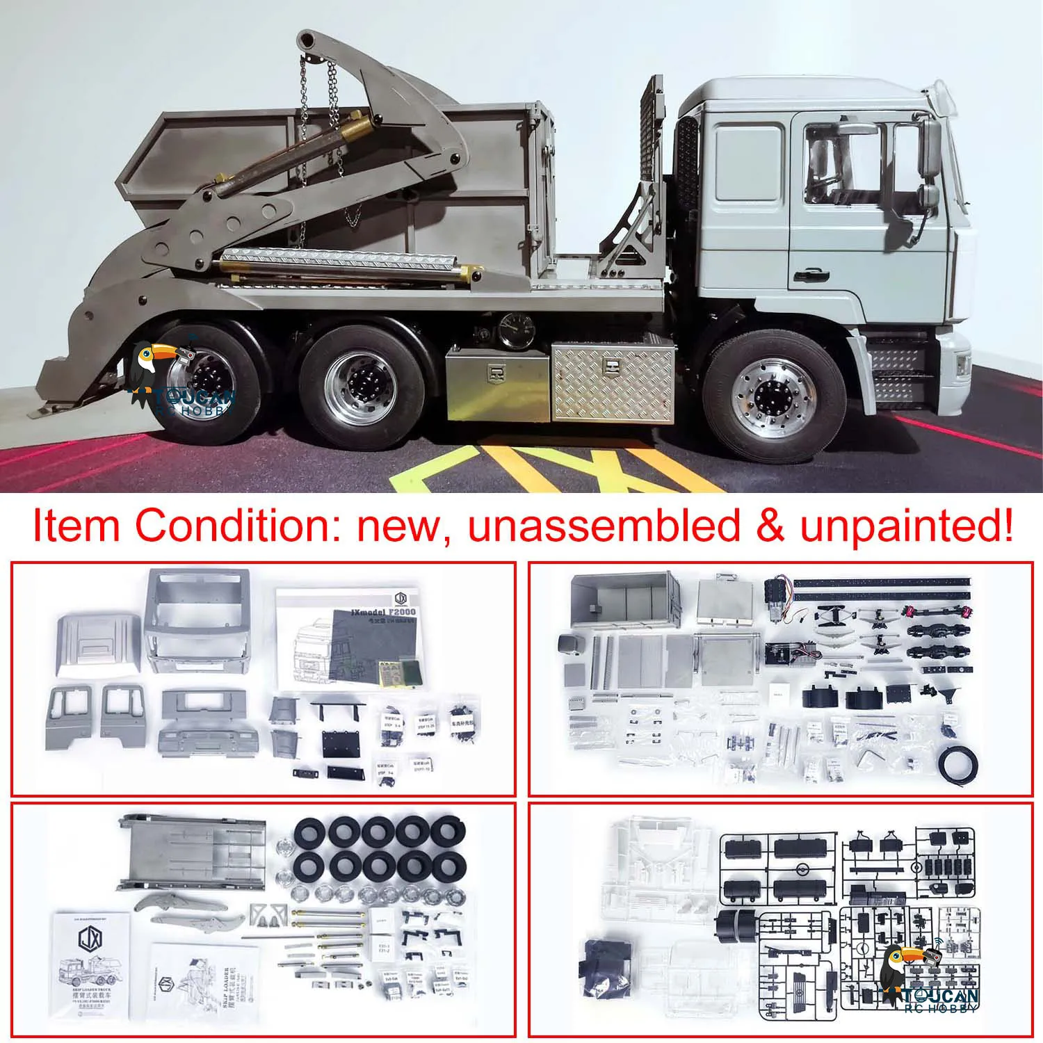 6*4 RC Metal Hydraulic 1/14 Skip Loader Truck VL18U F2000 Swing Arm Loaded Cars Model Unassembled Unpainted Toy KIT TH22707