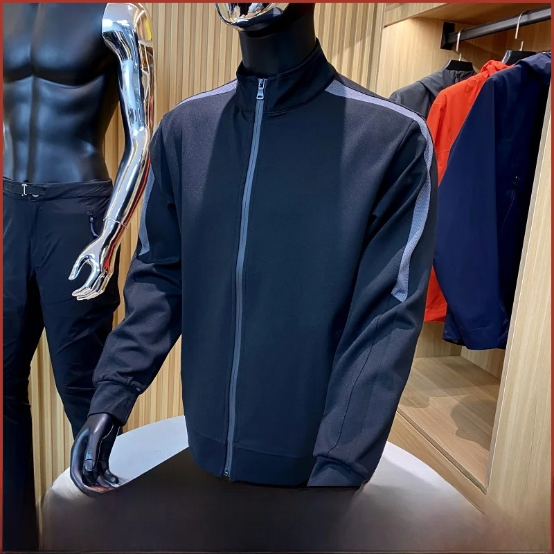 

Casual Air Cotton Stand Collar Men's Jaet Spring Faion Outerwear Stand Fit Long Sve Zipper Closure Youth ular