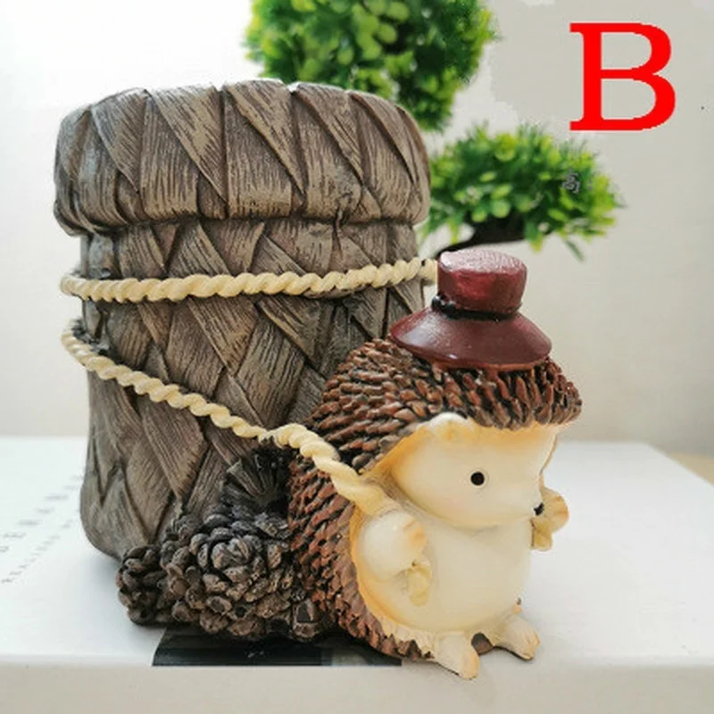 Christmas gift hedgehog pen holder decoration creative home decoration resin crafts home decor figurine