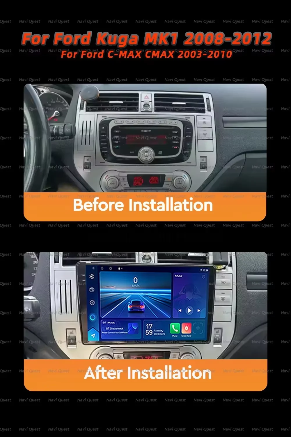 Android For Ford Kuga MK1 2008-2012 For Ford C-MAX CMAX 2003-2010 Carplay Multimedia Screen Autoradio GPS Player WIFI GPSStereo
