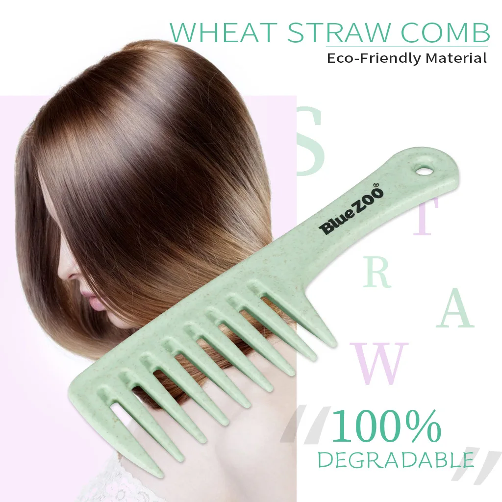 Blue ZOO Green Plant Degradable Wheat Orange Straw Eco-friendly Scrub Hair Smoothing Comb 3 options are available