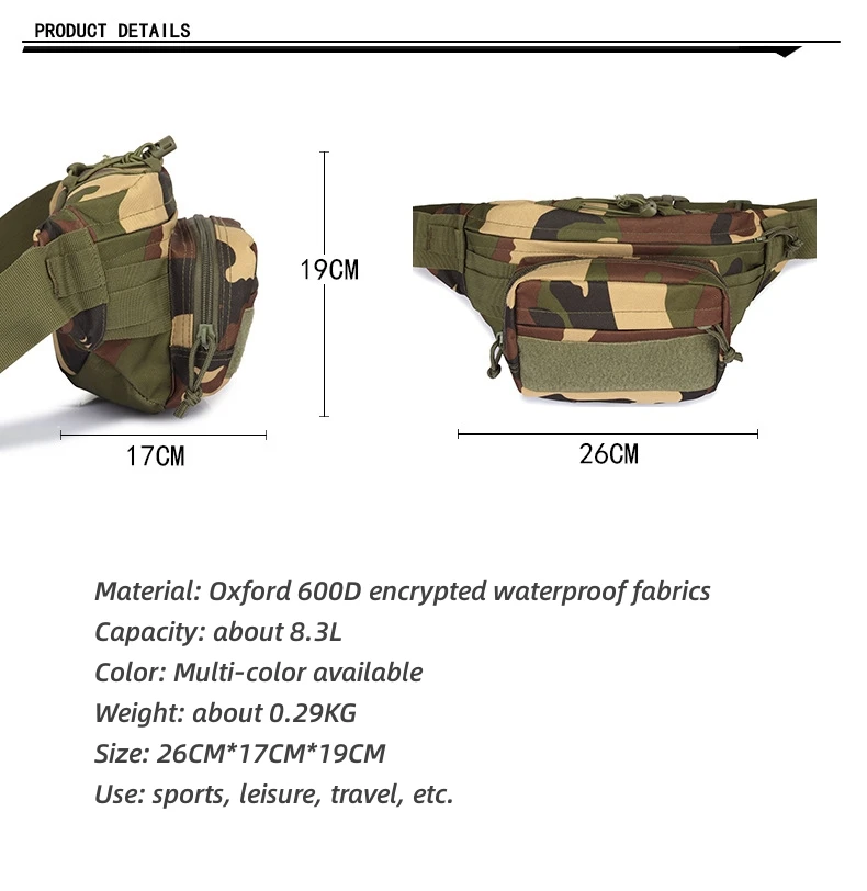 Outdoor Tactical Waist Pack Multi-functional Riding Waist Pack 600D Encrypted Waterproof Fabric For Sports and Leisure