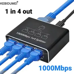 1000Mbps 1 in 4 Out Ethernet Adapter 1 to 2/3/4 RJ45 LAN Internet Splitter Cat 6 RJ45 Gigabit Switch for PC Laptop TV Box Router