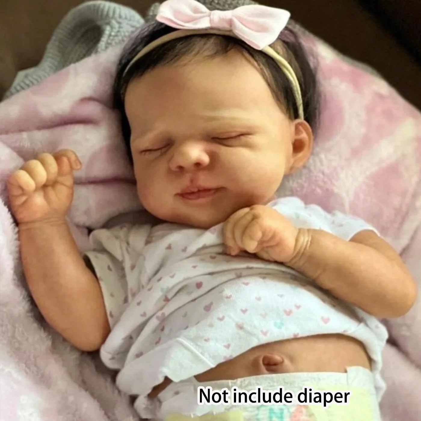 BZDOLL 48cm 19 Zoll Ganzkörper-Weichvinyl-Reborn-Babypuppe mit 3D-Lackierung und sichtbaren Adern, lebensechte schlafende Puppe, Badespielzeug für Kinder, Geburtstagsgeschenk